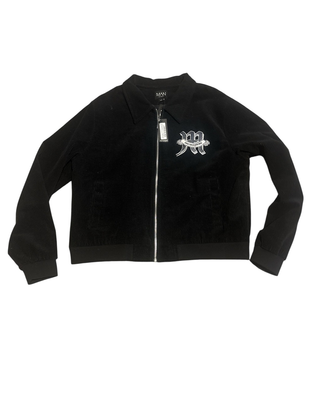 x Black Corduroy Zip-Front Bomber Jacket NWT